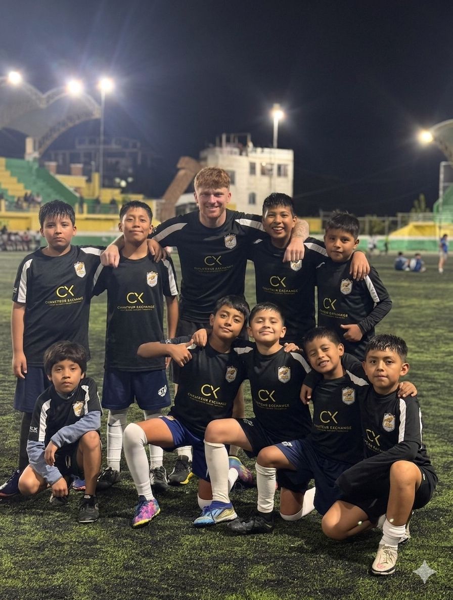 Ace Online coach with youth football team on the pitch